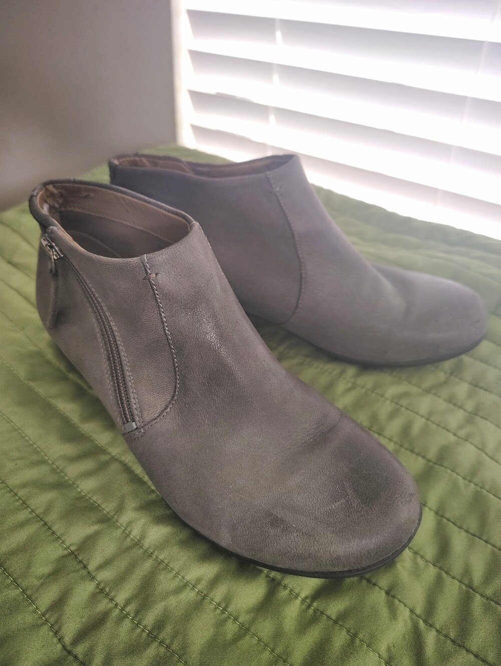 Dansko Fifi Gray Leather Zip Ankle Boots Wedge Size 36 EU / 6 US